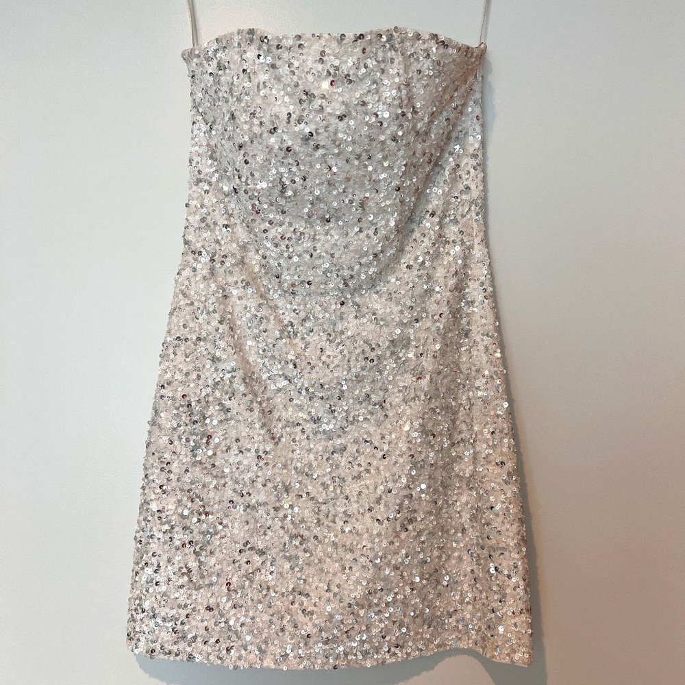 Retrofete Silver Sequin Heather Dress | Small